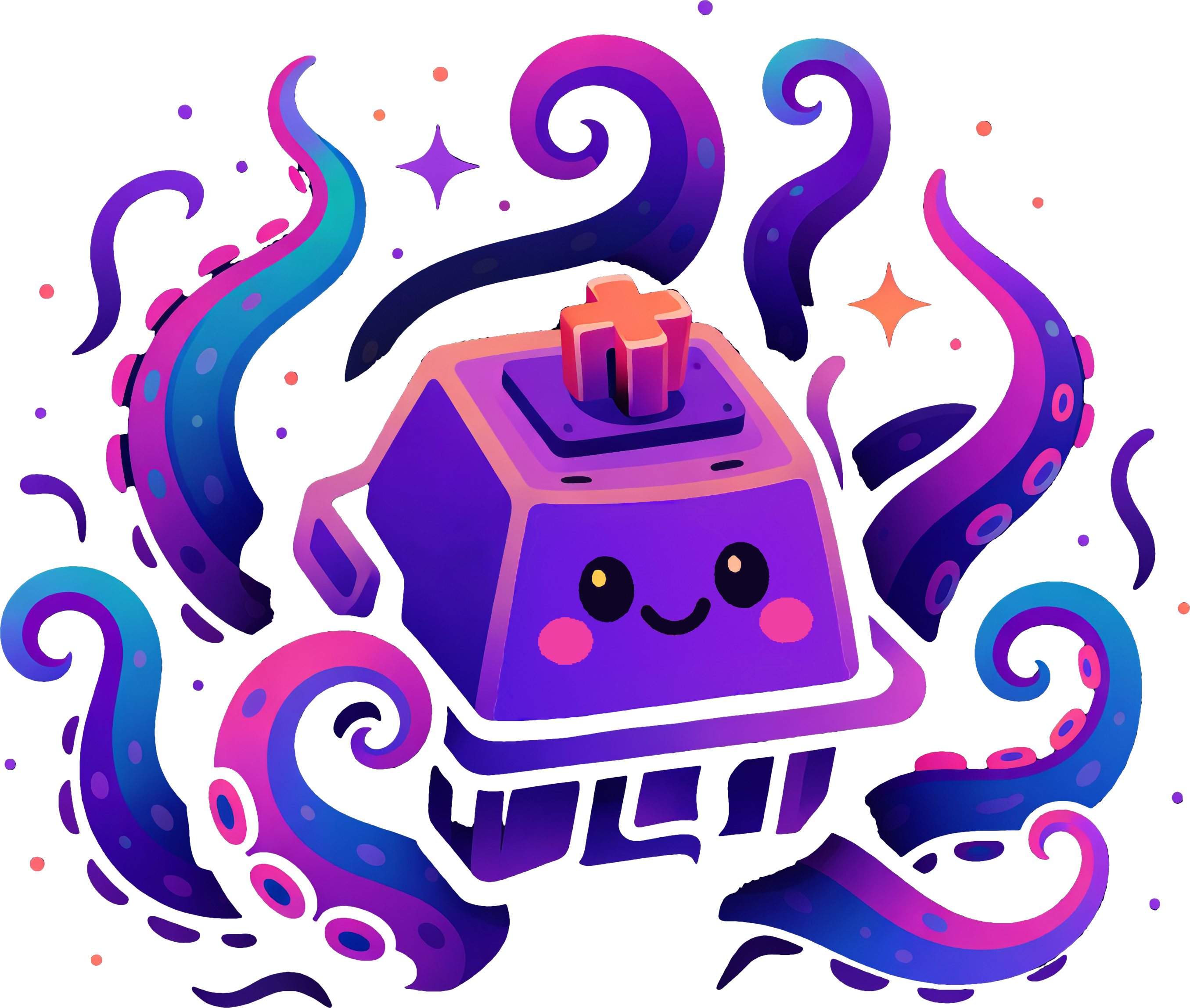 Cthulubed, the beckiboards mascot - a cute switch with tentacles